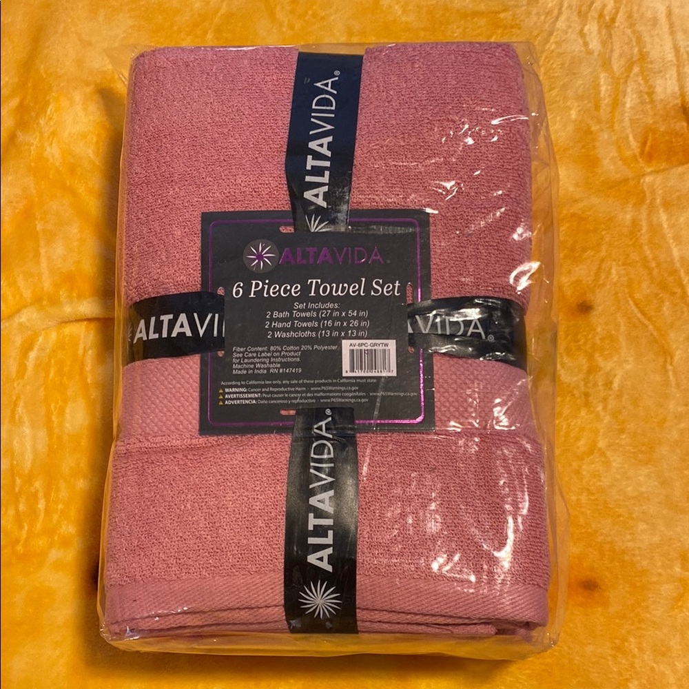 Altavida Pink 6 Piece Towel Set